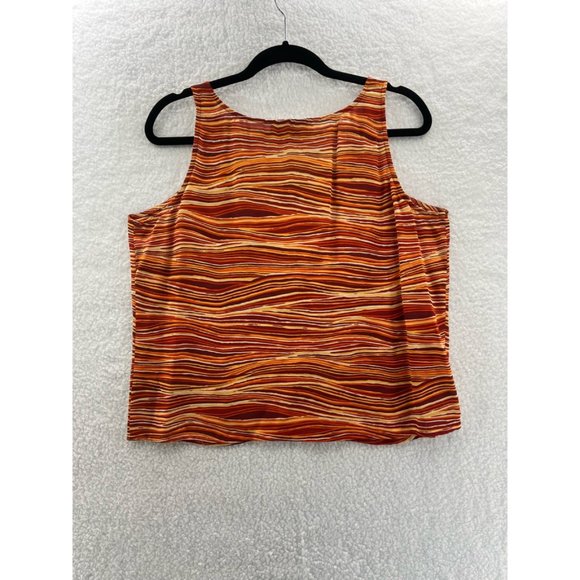 Jones New York Womens Tank Top Yellow Orange Striped Sleeveless Stretch Silk 14 - Picture 2 of 6